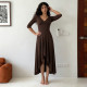 Half Sleeve Solid Color Long Dress GPKJ-MR50285
