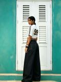 Plus Size Flag-Print Wide-Leg Jeans GYLN-9092