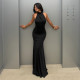 Hollow Out Backless Beaded Maxi Dress GPKJ-MR48560