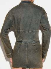 Retro Zipper Long Sleeve Denim Romper MEM-88712
