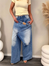 Plus Size Irregelar Patchwork Jeans GYLN-1867