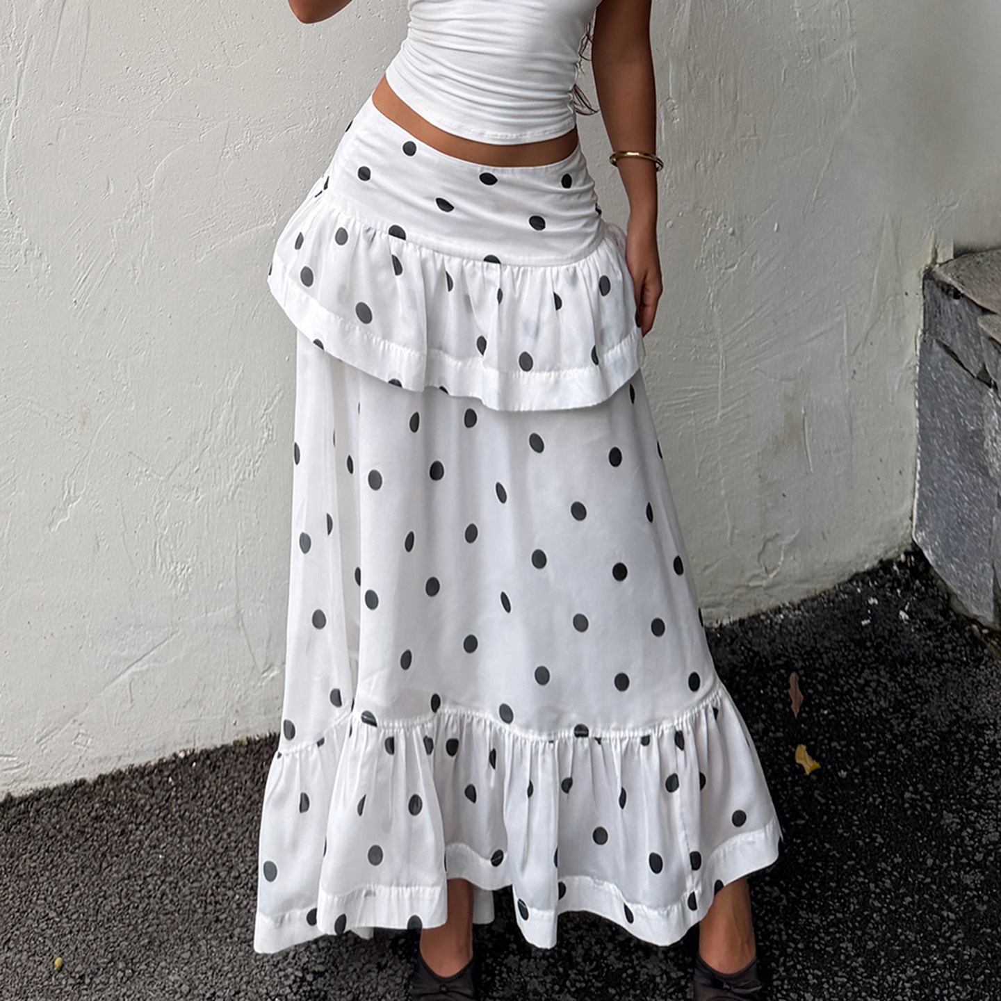 2026 Polka Dot Print Irregular Long Skirts GPKJ-MR43545 | DF - www