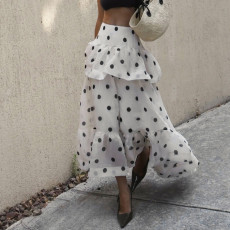 Polka Dot Print Irregular Long Skirts GPKJ-MR43545