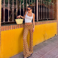 Floral-Print Lace Up Pants GPKJ-MR50203