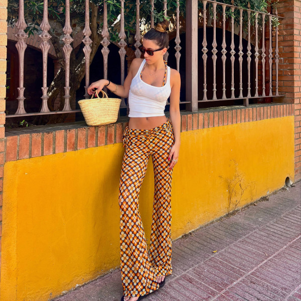 Floral-Print Lace Up Pants GPKJ-MR50203