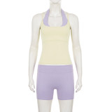 Contrast Color Sleeveless Sport 3 Piece Shorts Set GPKJ-MR49959