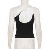 Single Shoulder Contrast Color Sport Top GPKJ-MR50091