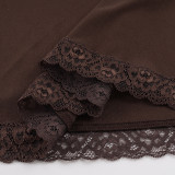 Lace Patchwork Ruched Long Skirts GPKJ-MR50125