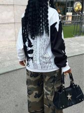 Contrast Color Print Loose Top YWXS-K25L1262