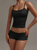 Polka Dot Print Sport Two Piece Short Set GXIY-K26L2594