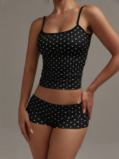 Polka Dot Print Sport Two Piece Short Set GXIY-K26L2594