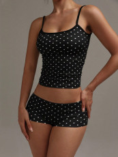 Polka Dot Print Sport Two Piece Short Set GXIY-K26L2594