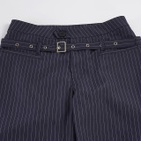 Fashion Stripe Belt Straight Pants GPKJ-MR49906