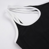 Single Shoulder Contrast Color Sport Top GPKJ-MR50091