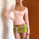 Long Sleeve Top Tie Up Mini Skirts Suit XEF-K6S14175A