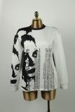 Contrast Color Print Loose Top YWXS-K25L1262