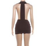 Sexy Deep V Neck Mini Dress XEF-K6S13989A