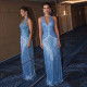 Halterneck Sequin Tassel Maxi Dress XEF-K6D11483A