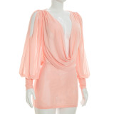 Solid Color Backless Mini Dress GSZM-J26DS261