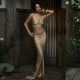 Chain Halterneck Split Maxi Dress DLSF-K6D10597A