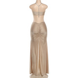 Chain Halterneck Split Maxi Dress DLSF-K6D10597A