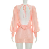 Solid Color Backless Mini Dress GSZM-J26DS261
