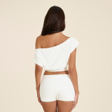 Solid Color Off Shoulder Two Piece Short Set MXBF-J26ST267