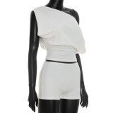 Solid Color Off Shoulder Two Piece Short Set MXBF-J26ST267