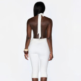 Solid Color Halterneck Backless Seventh Jumpsuit SHD-8504
