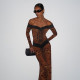 Leopard Print Long Sleeve Maxi Dress DLSF-K6D11938A