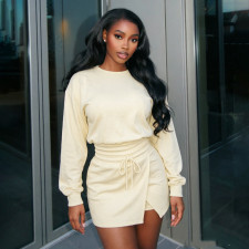Long Sleeve Solid Color Two Piece Skirt Set GDSF-D26ST274