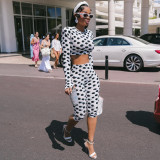 Polka Dot Print Long Sleeve Two Piece Pants Set DLSF-K6S13175A