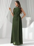 Solid-Color Chiffon Sleeveless Maxi Dress GXRF-QC170