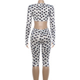Polka Dot Print Long Sleeve Two Piece Pants Set DLSF-K6S13175A