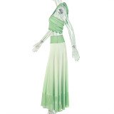 Halterneck Sleeveless Backless Top Long Skirt Suit GJYO-JSD711916