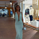 Sexy Sequin Backless Maxi Dress DLSF-K6D13690A