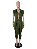 Deep V Neck Sleeveless Skinny Jumpsuit SHD-8507