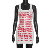 Letter Print Sleeveless Mini Dress GDSF-D26DS278