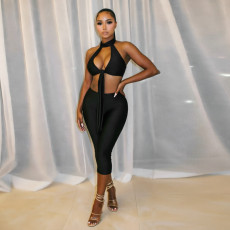 Hollow Out Sleeveless Two Piece Pants Set MXBF-J26ST290