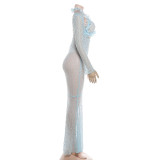 See Through Long Sleeve Maxi Dress DLSF-K6S13722A