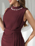 Solid-Color Chiffon Sleeveless Maxi Dress GXRF-QC170