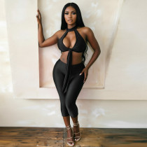 Hollow Out Sleeveless Two Piece Pants Set MXBF-J26ST290