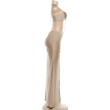 Chain Halterneck Split Maxi Dress DLSF-K6D10597A