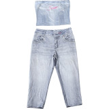 VIP1 Embroidered Bustier Top and Pants Set GZJQ-K6S12865A