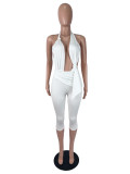 Solid Color Halterneck Backless Seventh Jumpsuit SHD-8504