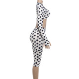 Polka Dot Print Long Sleeve Two Piece Pants Set DLSF-K6S13175A