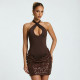 Sleeveless Sequin Backless Mini Dress GSZM-J26DS293
