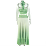Halterneck Sleeveless Backless Top Long Skirt Suit GJYO-JSD711916