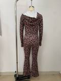 Leopard Print Long Sleeve Two Piece Pants Set LSD-2805