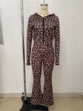 Leopard Print Long Sleeve Two Piece Pants Set LSD-2805